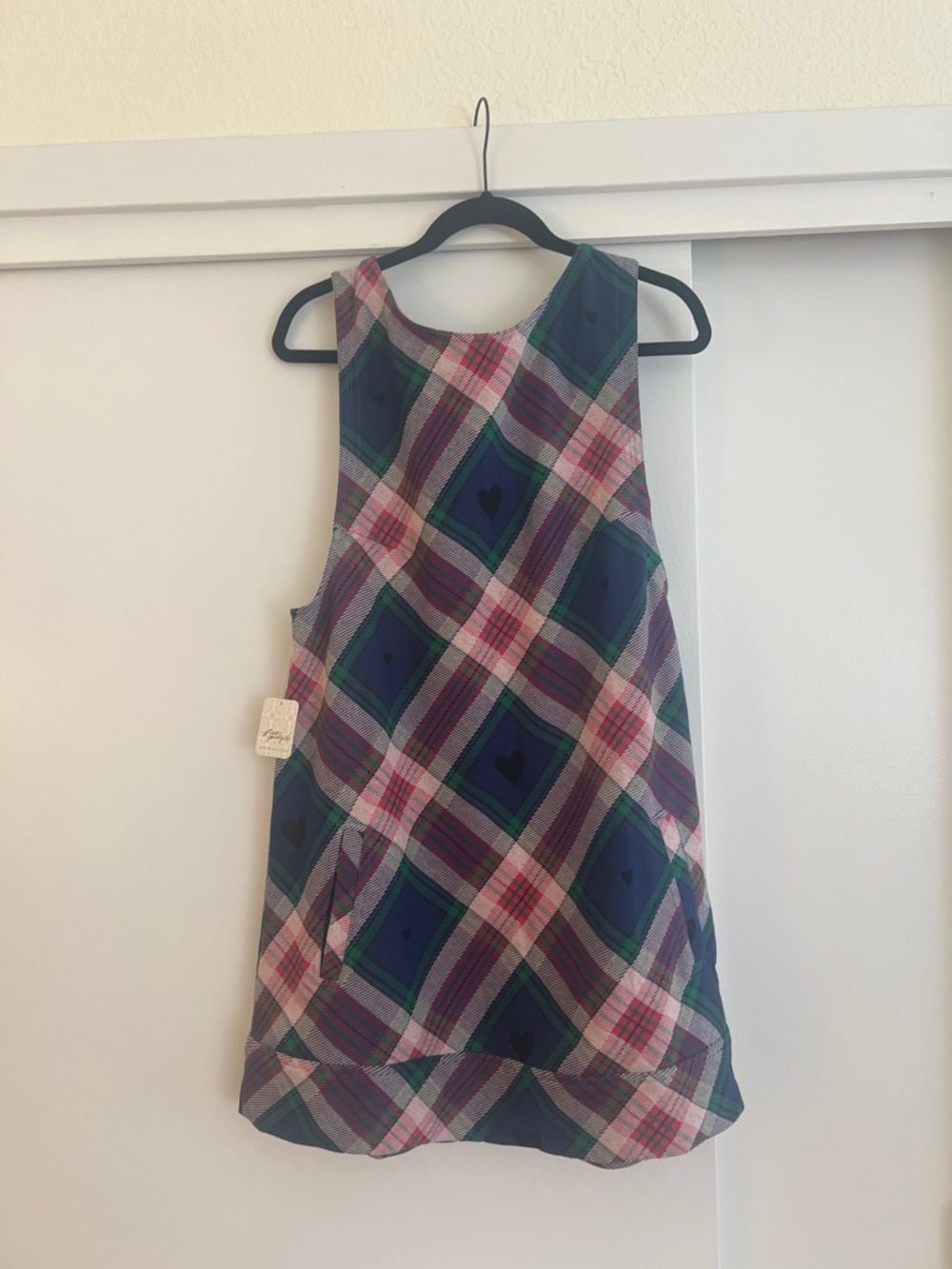 Free People Plaid Mini Dress in Navy, Green, Pink